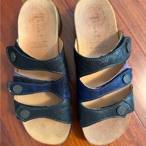 Think Brand Black and Blue Leather Sandals. Very comfortable. Size 39.